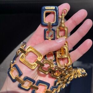 Gold & navy chain metal St. John's belt accessory